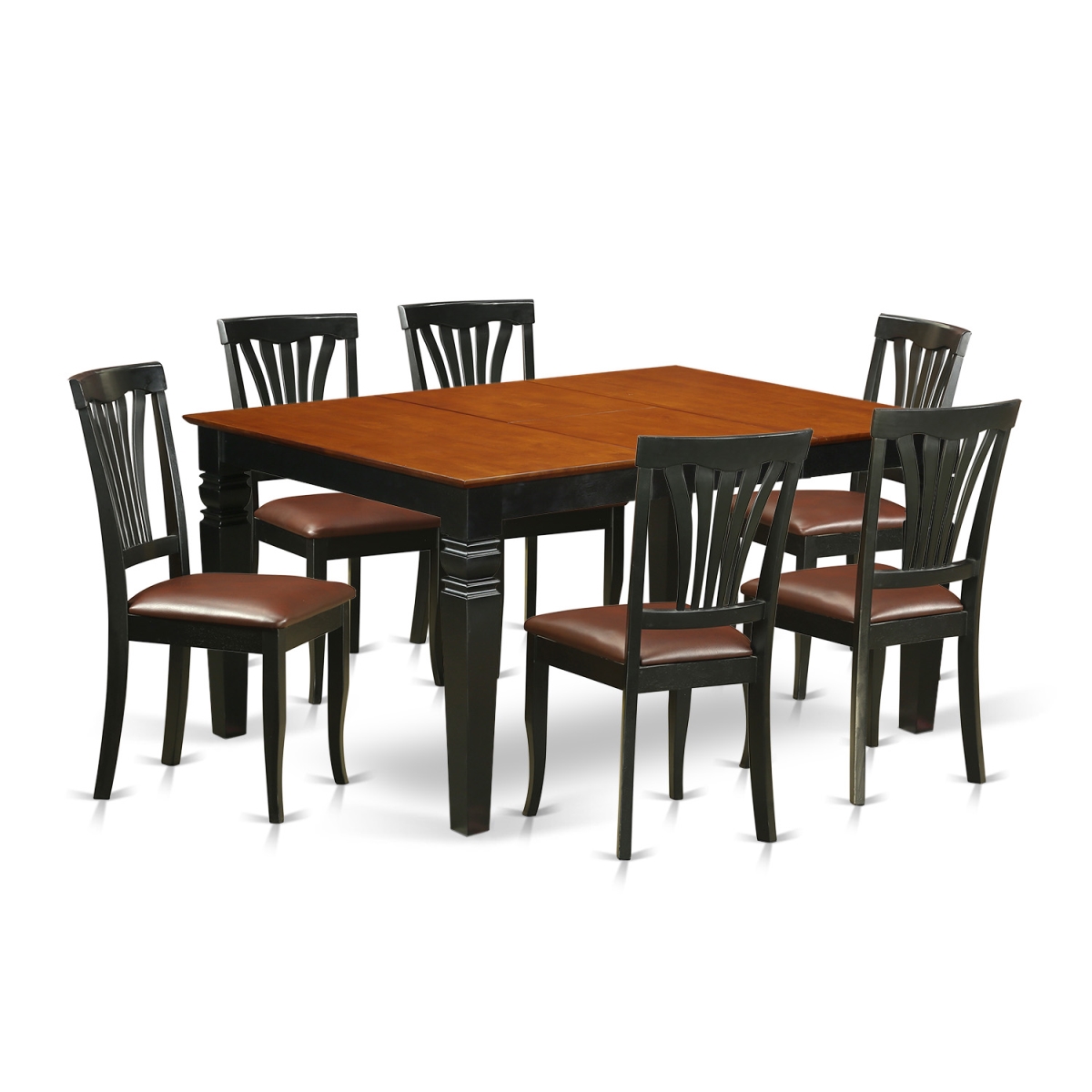 WEAV7-BCH-LC Dining Set with 1 Weston Kitchen Table & Six Faux Leather Upholstery Chairs, Elegant Black - 7 Piece -  East West Furniture