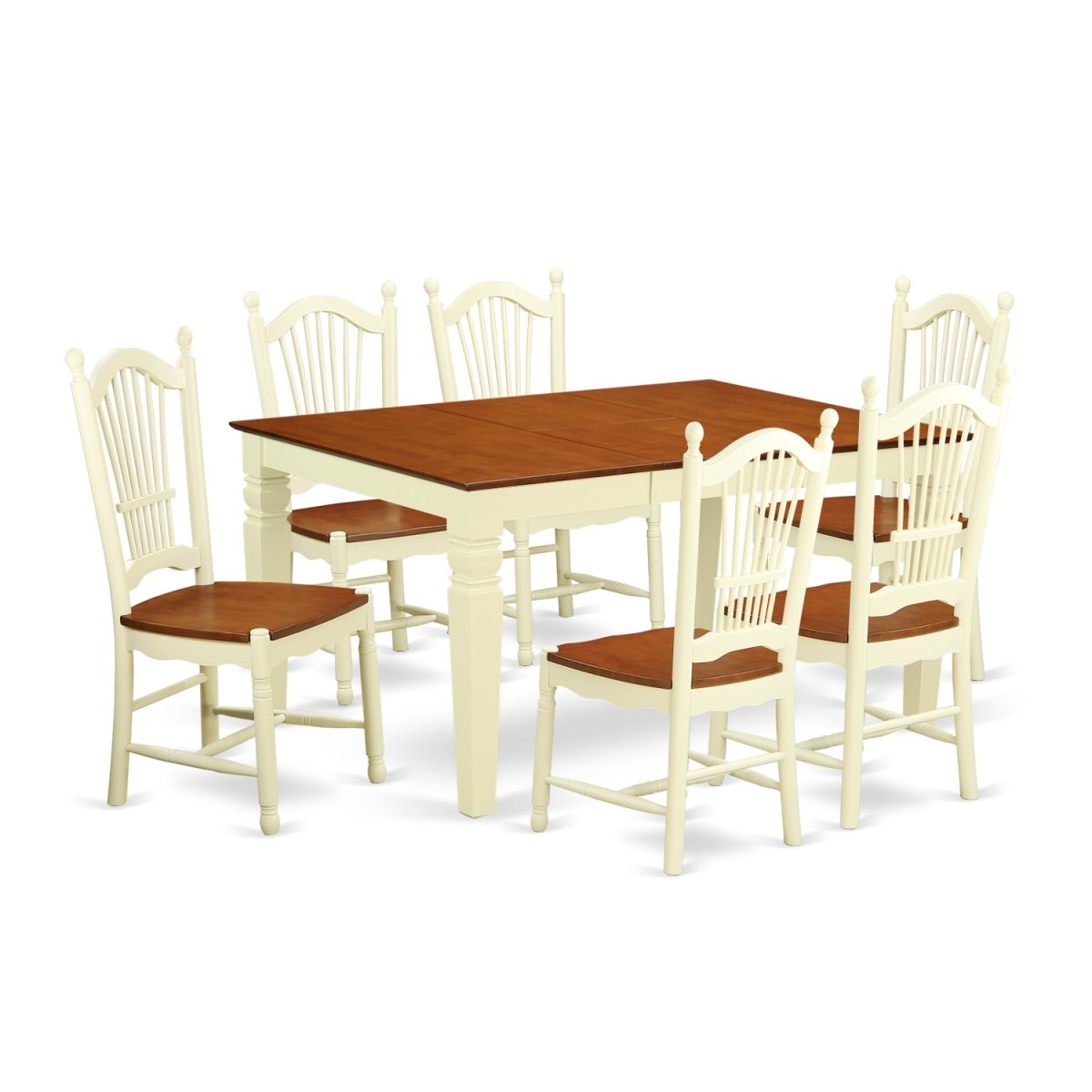 WEDO7-BMK-W Kitchen Set with 1 Weston Table & Four Solid Wood Seat Chairs, Buttermilk & Cherry - 7 Piece -  East West Furniture