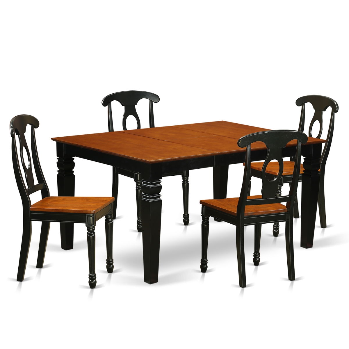 WEKE5-BCH-W Kitchen Set with a Single Weston Kitchen Table & 4 Wood Seat Chairs, Elegant Black - 5 Piece -  East West Furniture