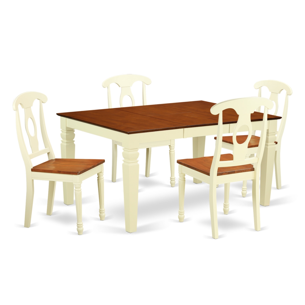 WEKE5-BMK-W Kitchen Set with One Weston Table & 4 Solid Chairs, Buttermilk & Cherry - 5 Piece -  East West Furniture