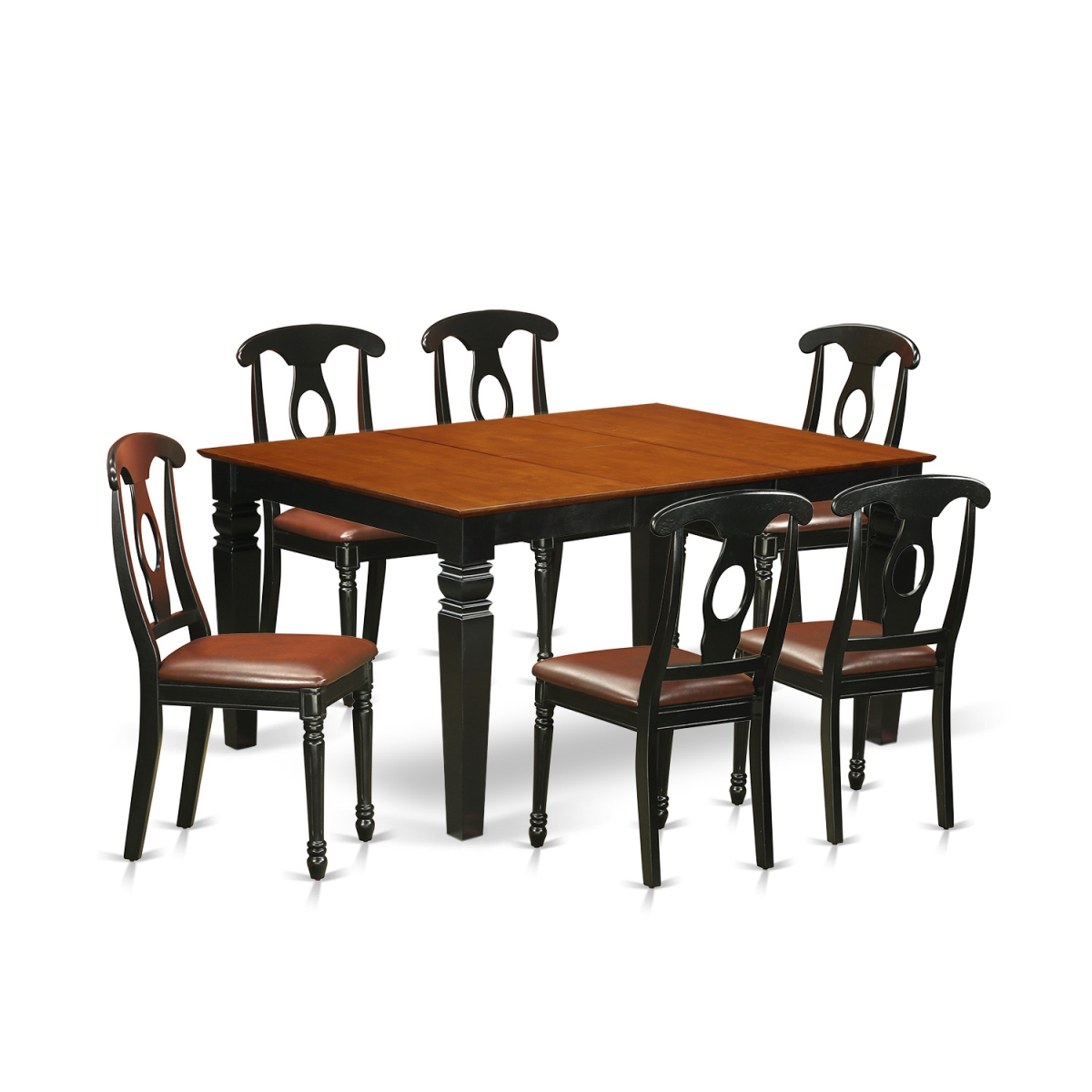 WEKE7-BCH-LC Kitchen Set with a Single Weston Dining Room Table & Six Faux Leather Upholstery Kitchen Area Chairs, Distinctive Black - 7 Piece -  East West Furniture