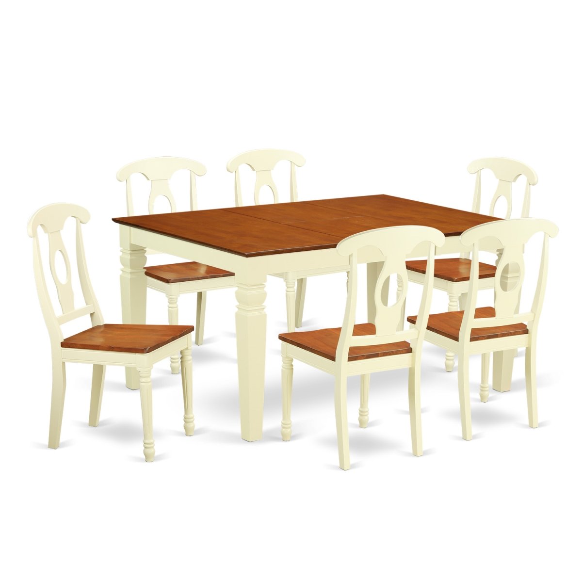 WEKE7-BMK-W Kitchen Set with One Weston Table & Six Solid Wood Seat Chairs, Buttermilk & Cherry - 7 Piece -  East West Furniture