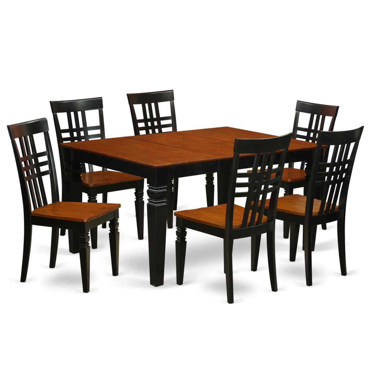 WELG7-BCH-W Dining Set with One Weston Kitchen Table & 6 Wood Chairs, Luxurious Black - 7 Piece -  East West Furniture