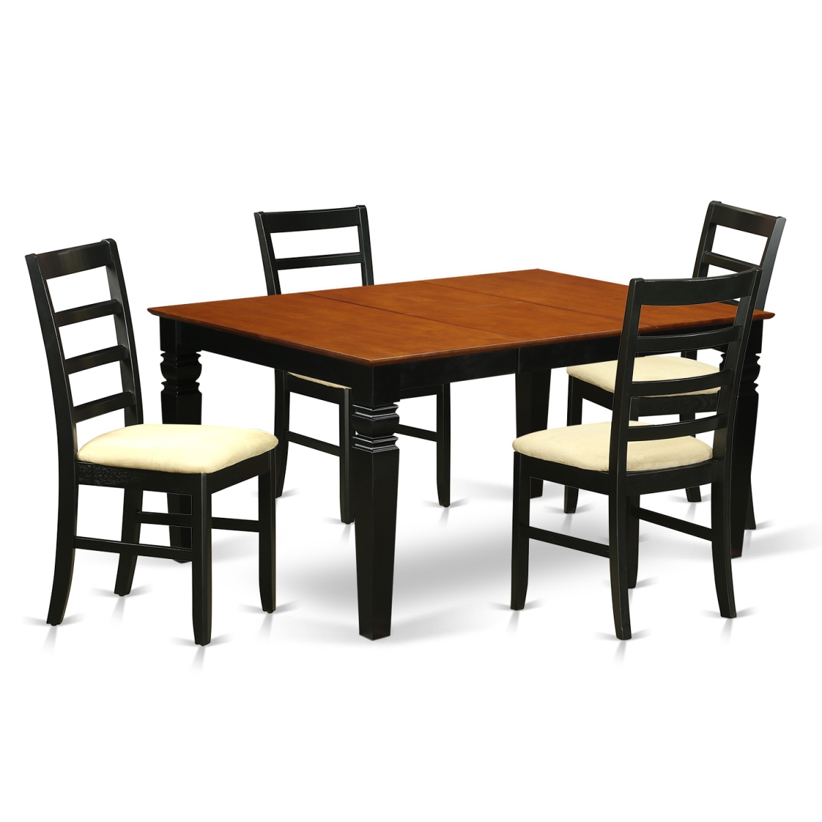 WEPF5-BCH-C Dinette Set with 1 Weston Table & 4 Cushion Seat Chairs, Luxurious Black - 5 Piece -  East West Furniture