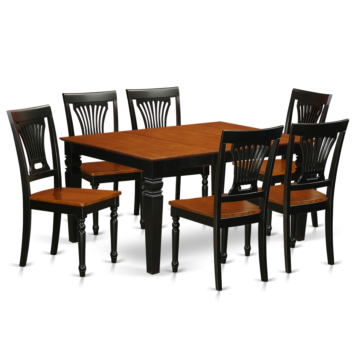 WEPL7-BCH-W Dining Room Set with One Weston Table & Six Wood Kitchen Area Chairs, Elegant Black - 7 Piece -  East West Furniture