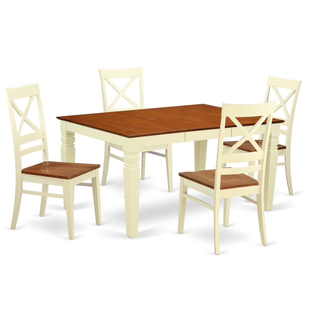 Kitchen Set with One Weston Table & 4 Wood Seat Chairs, Buttermilk & Cherry - 5 Piece