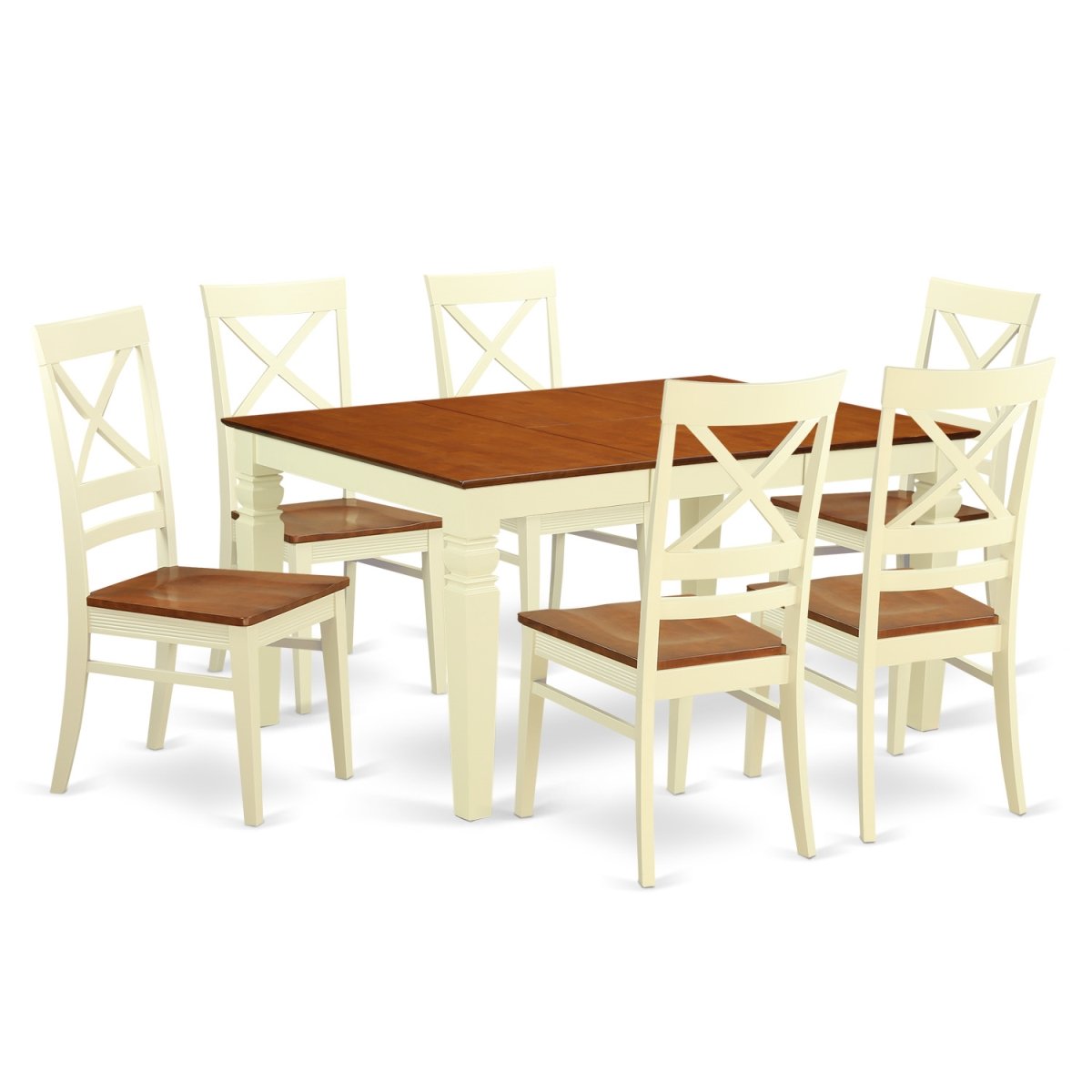 WEQU7-BMK-W Kitchen Set with One Weston Table & 6 Solid Wood Seat Chairs, Buttermilk & Cherry - 7 Piece -  East West Furniture