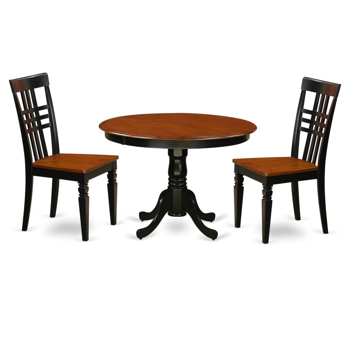 HLLG3-BCH-W Dining Set - One Kitchen Table & 2 Microfiber Upholstery Seat Chairs, Black & Cherry - 3 Piece
