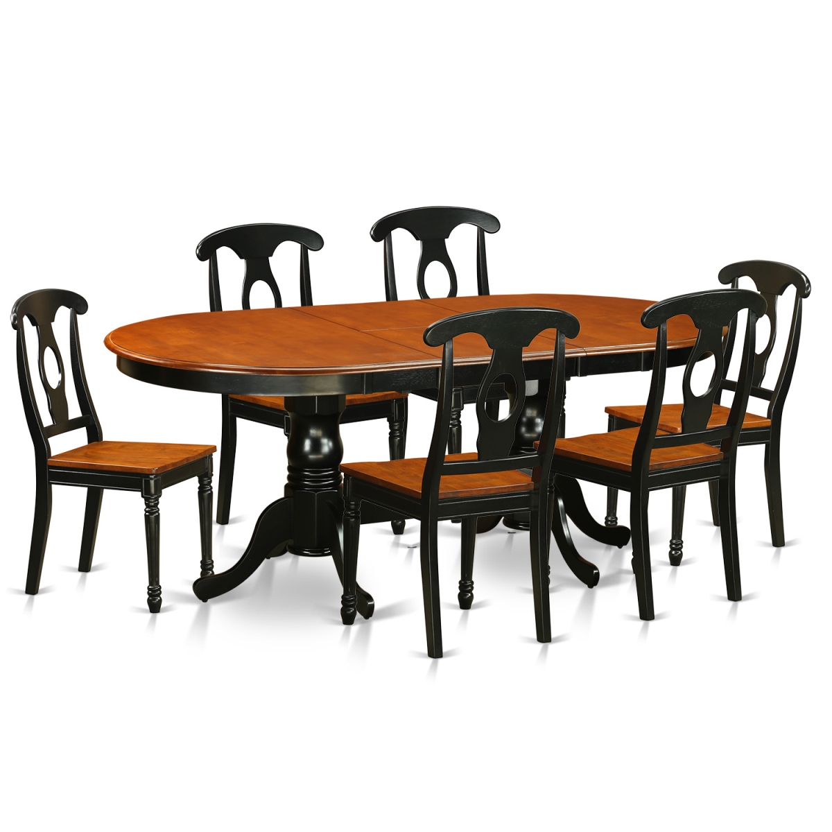 PLKE7-BCH-W Dining Room Set - Table with Six Solid Chairs, Black & Cherry - 7 Piece -  East West Furniture