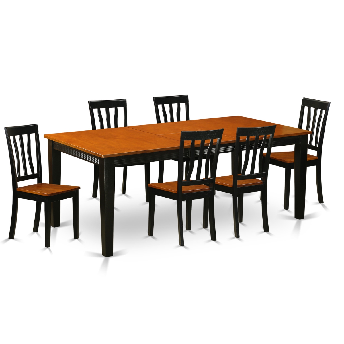 QUAN7-BCH-W Wood Seat Dining Set - Table with 6 Wooden Chair, Black & Cherry - 7 Piece -  East West Furniture