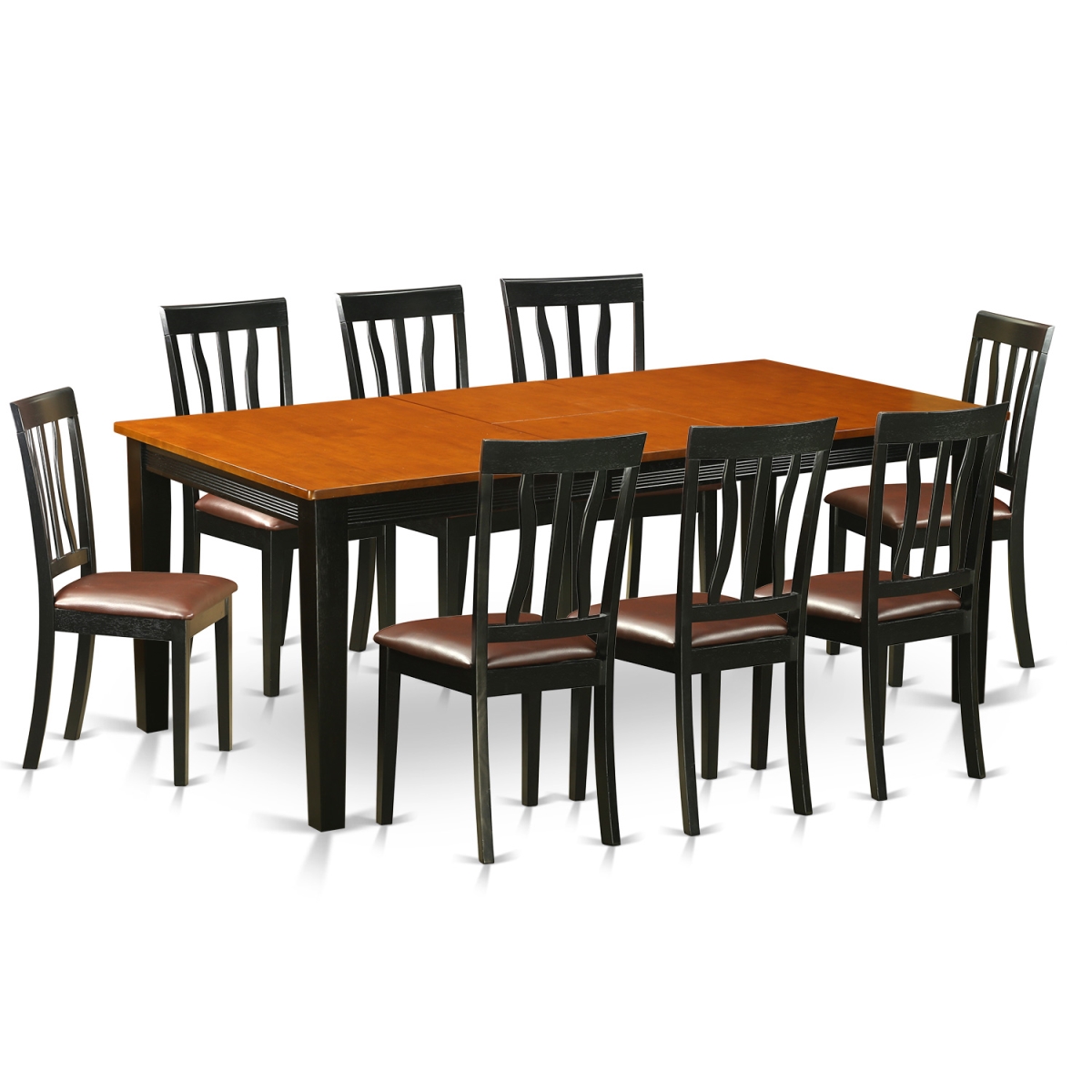 Faux Leather Dining Set - Black & Cherry - 9 Piece