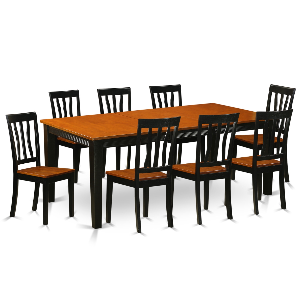 Wood Seat Dining Set - Table with 8 Wooden Chairs, Black & Cherry - 9 Piece