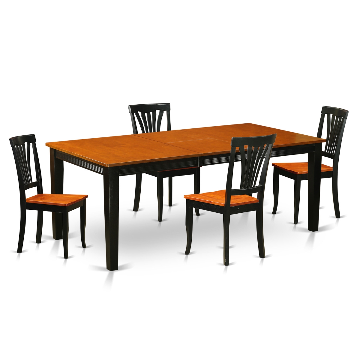 QUAV5-BCH-W Dining Room Set - Table with 4 Wooden Chairs, Black & Cherry - 5 Piece -  East West Furniture