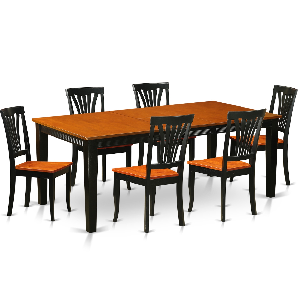 Wood Seat Dining Room Set - Black & Cherry - 7 Piece