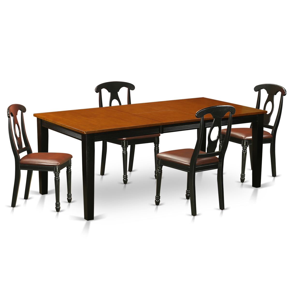 Dining Set - Table with 4 Solid Chairs, Black & Cherry - 5 Piece