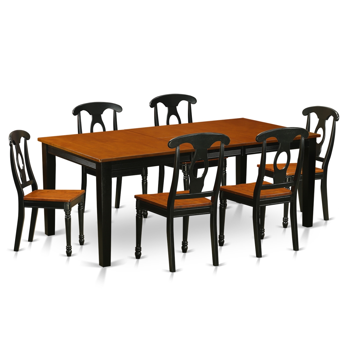QUKE7-BCH-W Wood Seat Dining Room Set - Table with 6 Wooden Chair, Black & Cherry - 7 Piece -  East West Furniture