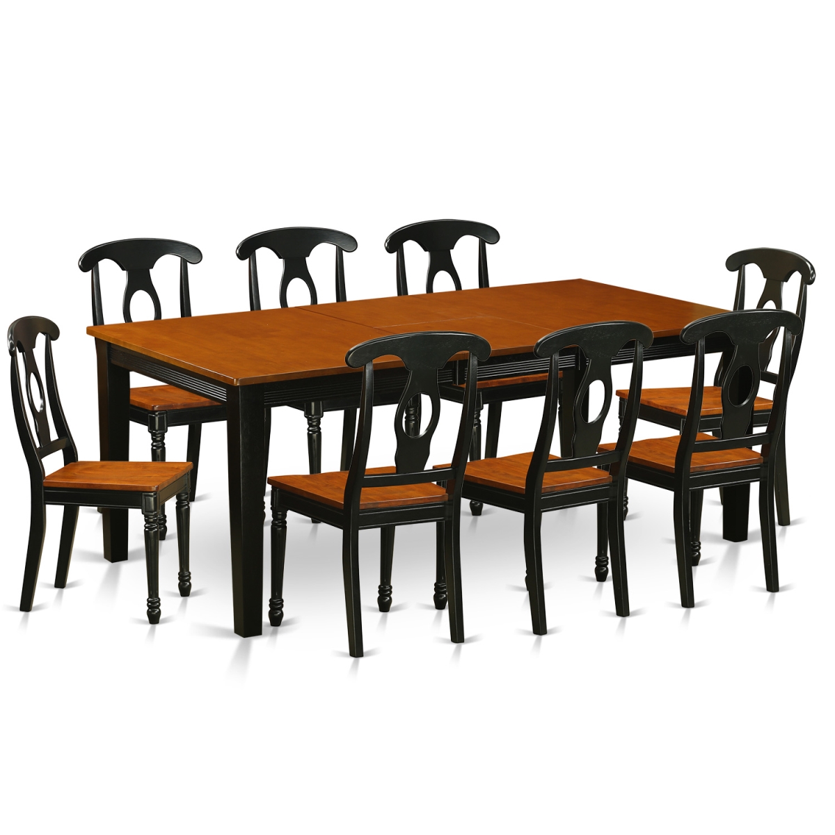 Wood Seat Dining Room Set - Table with 8 Chair, Black & Cherry - 9 Piece