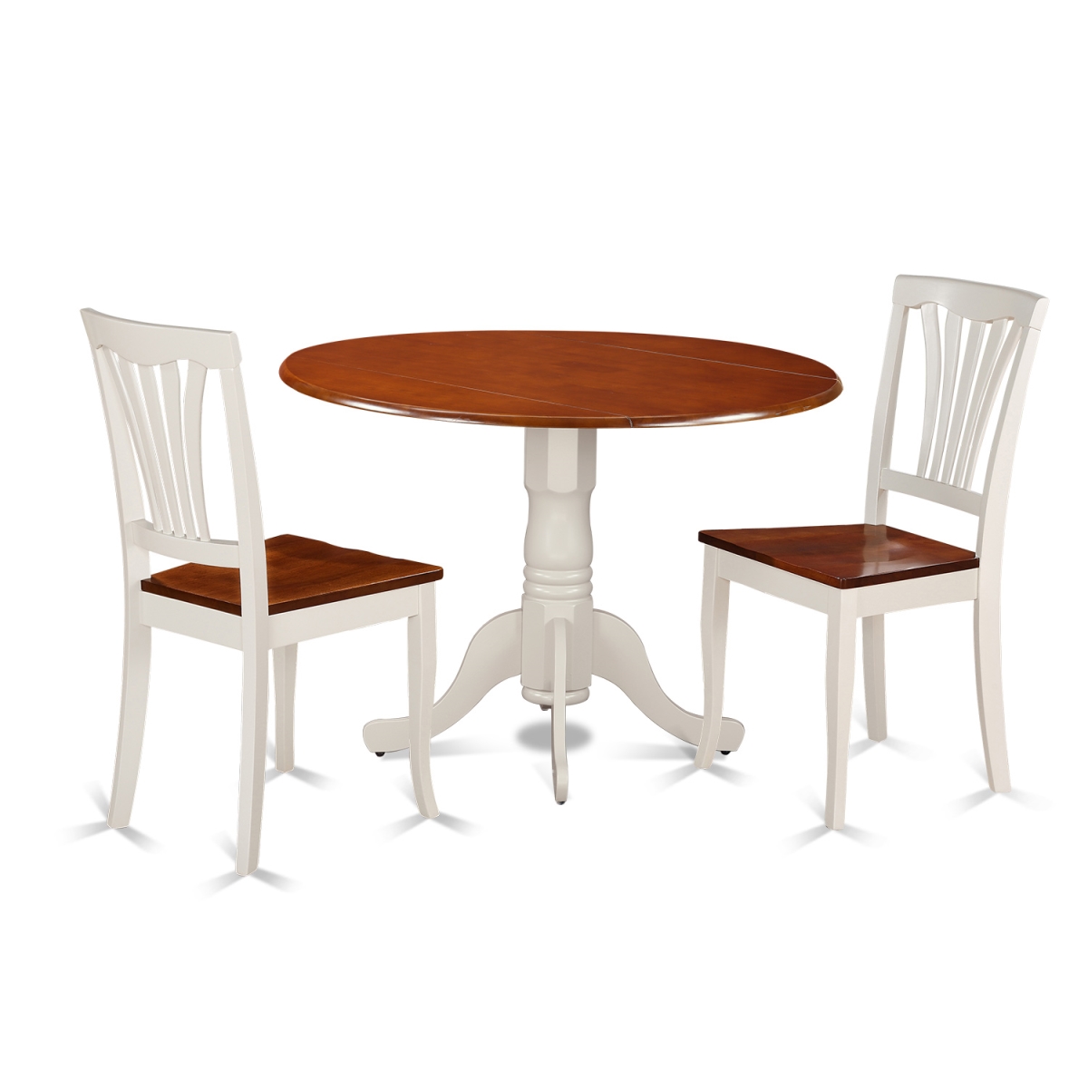Picture of East West Furniture DLAV3-BMK-W Round Table Set - Dining Table & 2 Chairs&#44; Buttermilk & Cherry - 3 Piece
