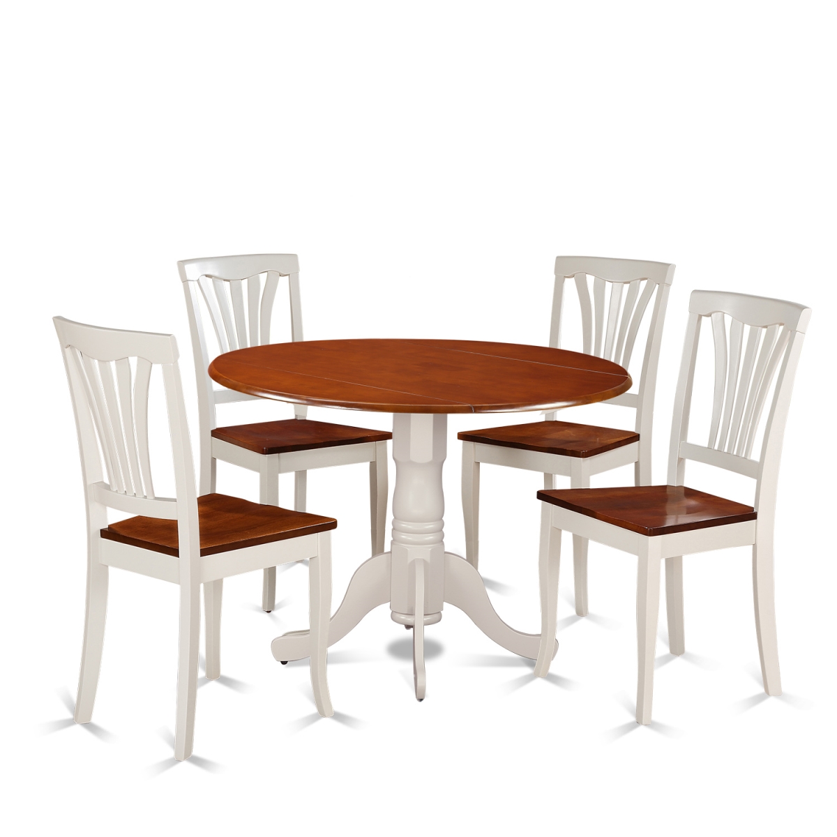 Picture of East West Furniture DLAV5-BMK-W Round Dining Set with Table & 4 Chairs&#44; Buttermilk & Cherry - 5 Piece