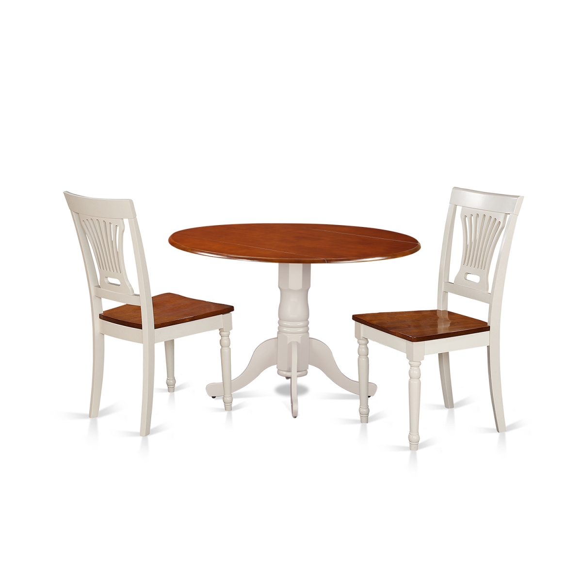 Picture of East West Furniture DLPL3-BMK-W Small Dining Set - Table & 2 Chairs, Buttermilk & Cherry - 3 Piece