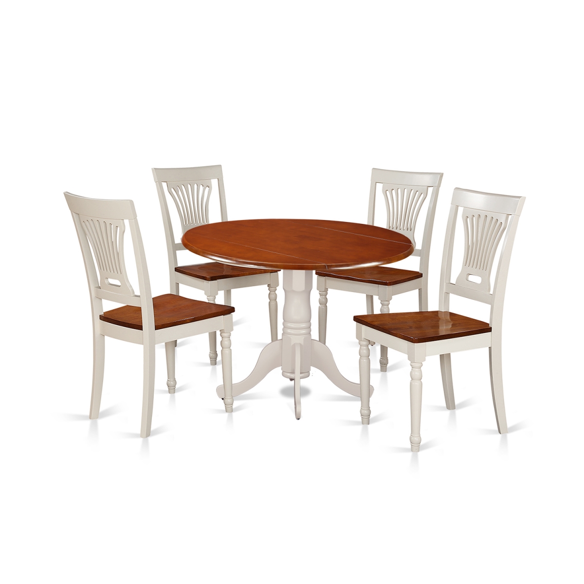 Picture of East West Furniture DLPL5-BMK-W Small Dining Set - Table & 4 Chairs, Buttermilk & Cherry - 5 Piece