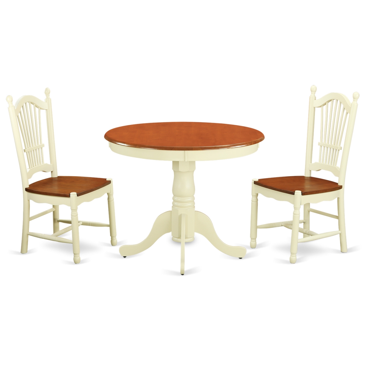 Picture of East West Furniture ANDO3-WHI-W Kitchen Table Set - Kitchen Table & 2 Chairs&#44; Buttermilk & Cherry - 3 Piece