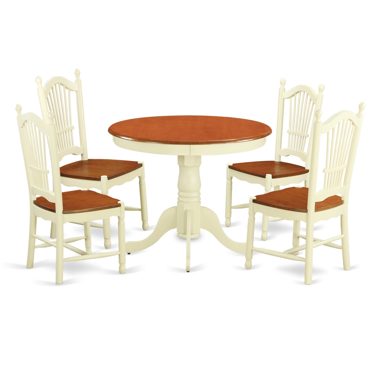 Picture of East West Furniture ANDO5-WHI-W Kitchen Nook Dining Set with 2 Table & 2 Chairs&#44; Buttermilk & Cherry - 5 Piece