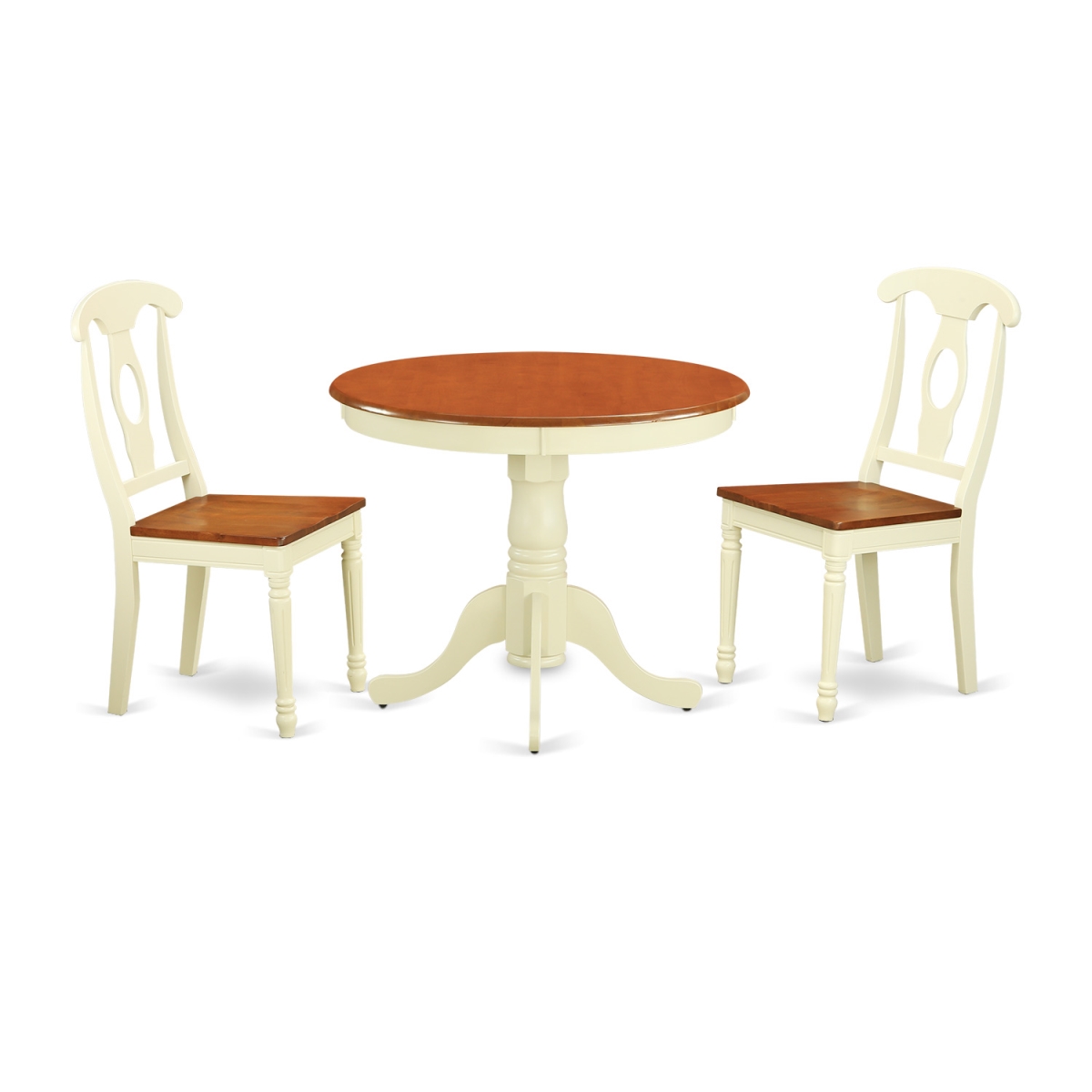 Picture of East West Furniture ANKE3-WHI-W Kitchen Nook Dining Set with 2 Table & 2 Chairs&#44; Buttermilk & Cherry - 3 Piece