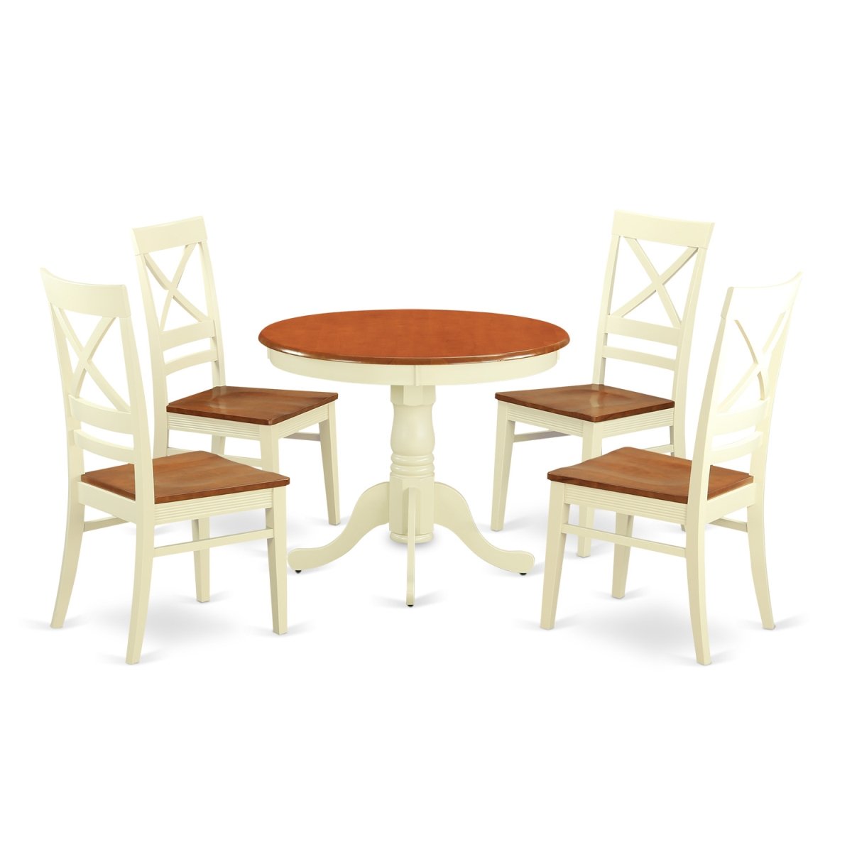 Picture of East West Furniture ANQU5-WHI-W Table Set with 4 Kitchen Table & 4 Chairs, Buttermilk & Cherry - 5 Piece