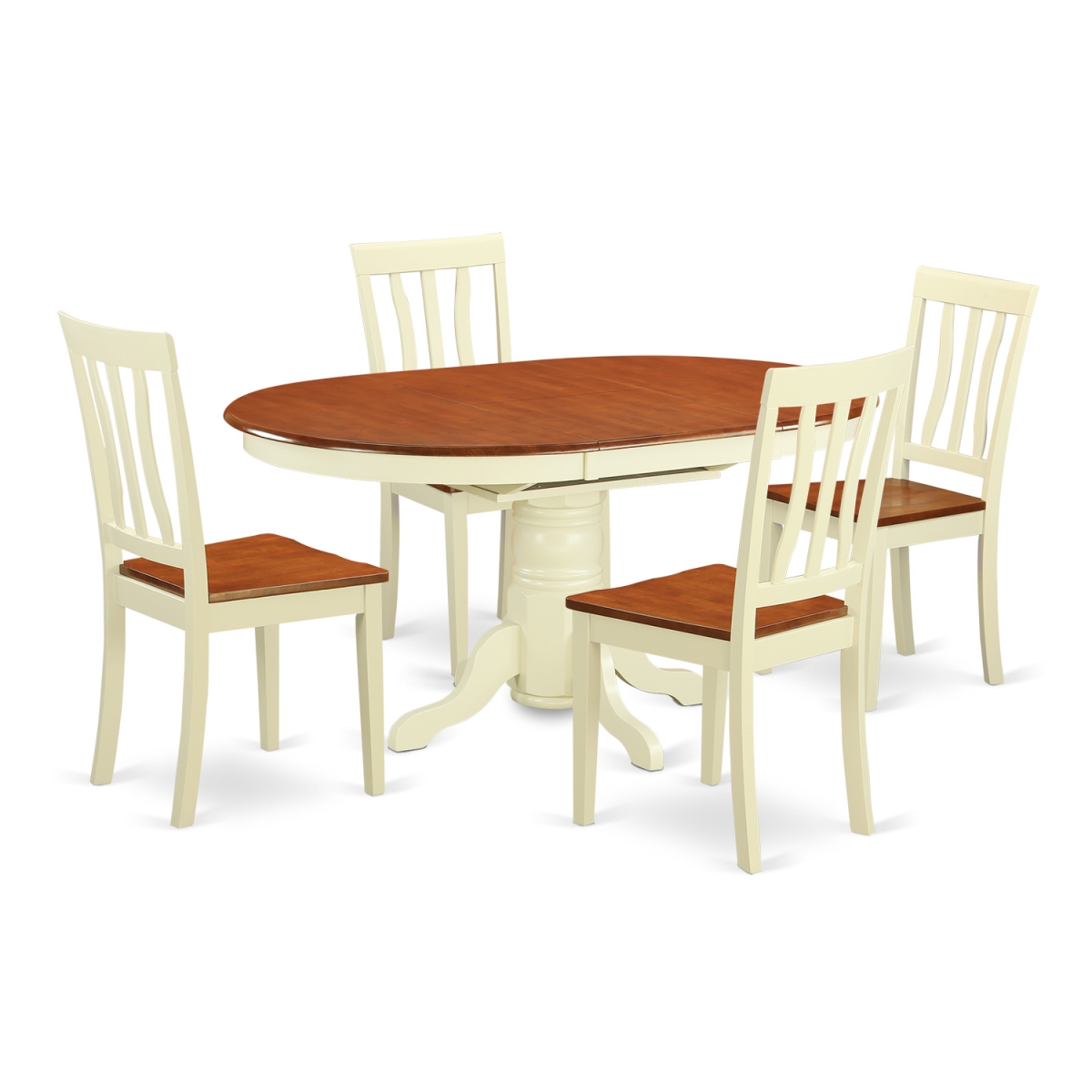 Picture of East West Furniture AVAT5-WHI-W Table & Chair Set with 4 Dining Table & 4 Chairs, Buttermilk & Cherry - 5 Piece