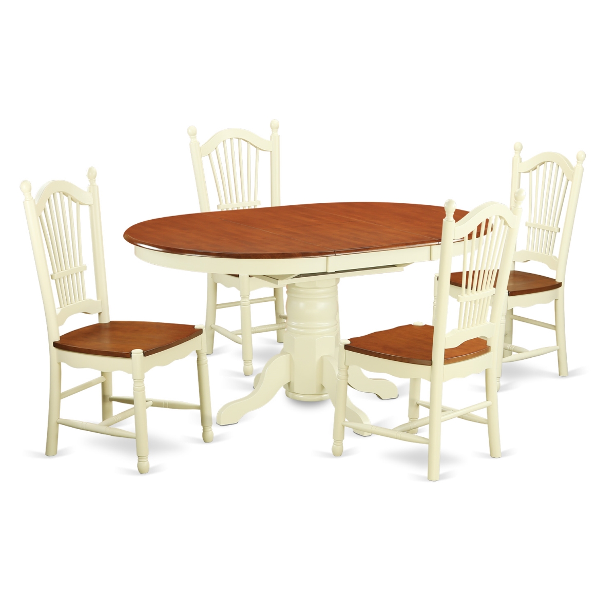 Picture of East West Furniture AVDO5-WHI-W Dining Room Table Set - Kitchen Table & 4 Chairs, Buttermilk & Cherry - 5 Piece