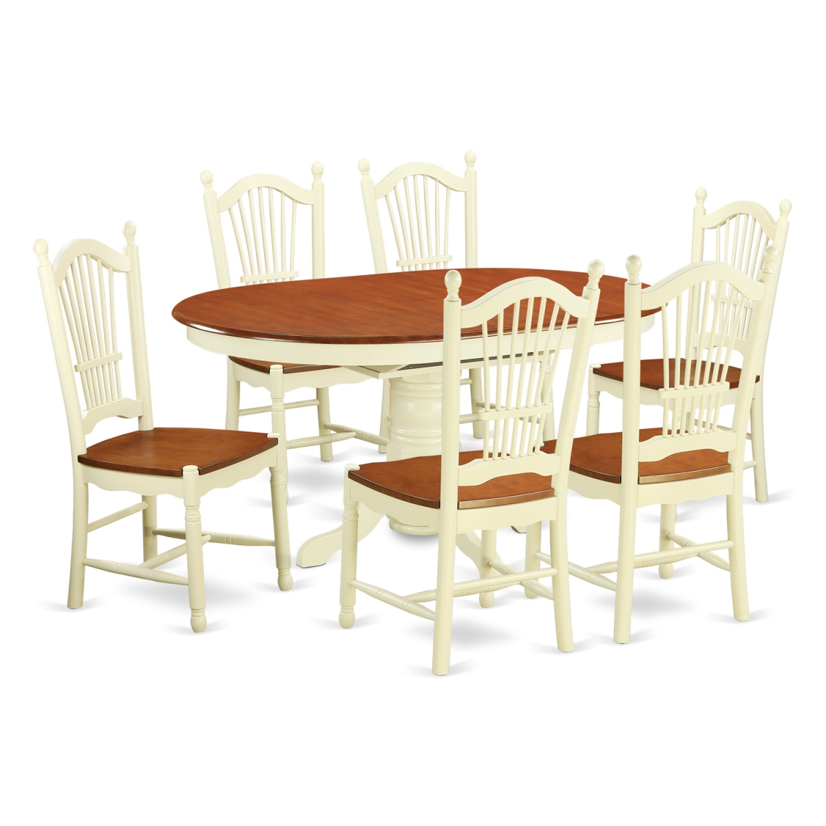 Picture of East West Furniture AVDO7-WHI-W Table Set with 6 Kitchen Table & 6 Chairs, Buttermilk & Cherry - 7 Piece