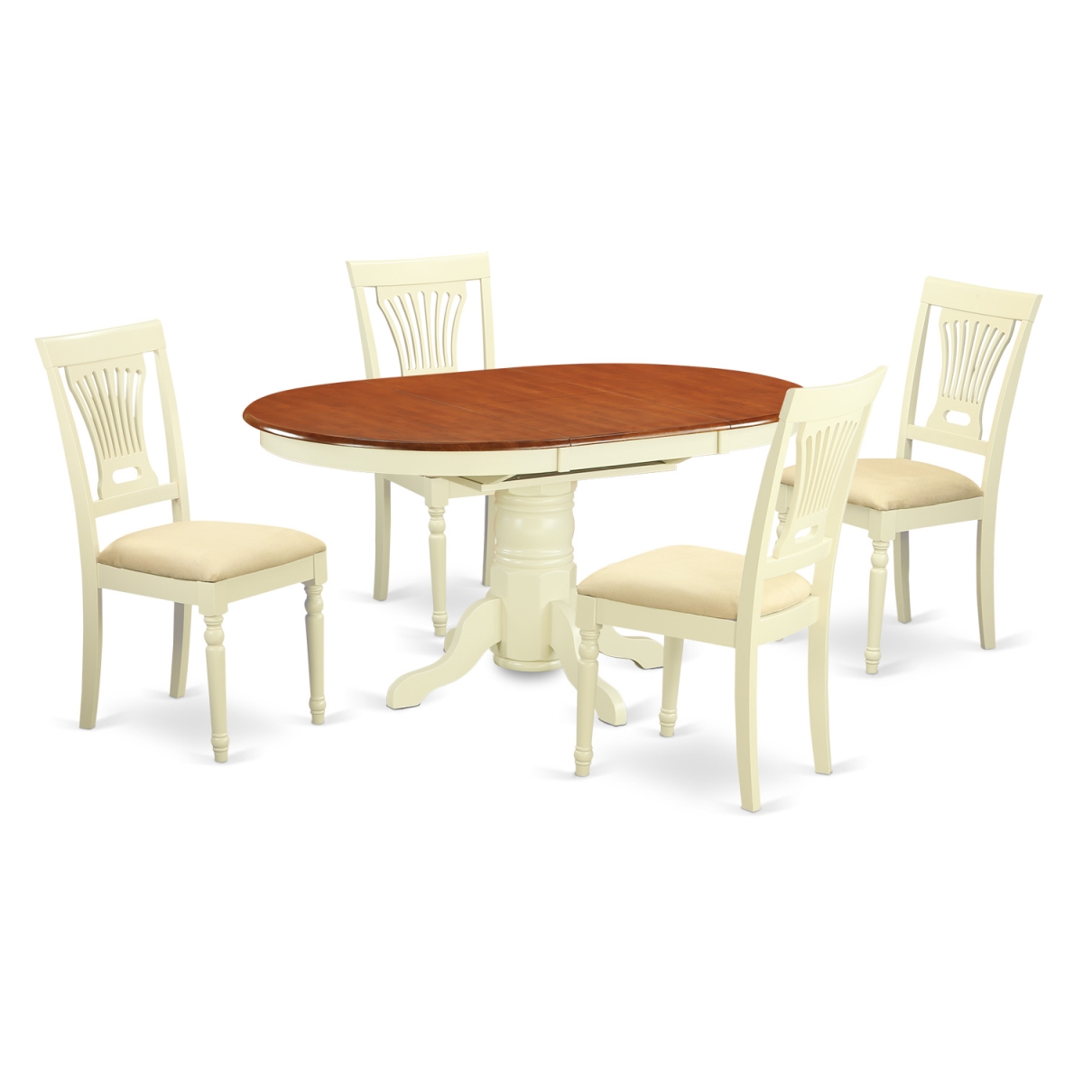 AVPL5-WHI-C Microfiber Dinette Set - Table & 4 Chairs, Buttermilk & Cherry - 5 Piece -  East West Furniture