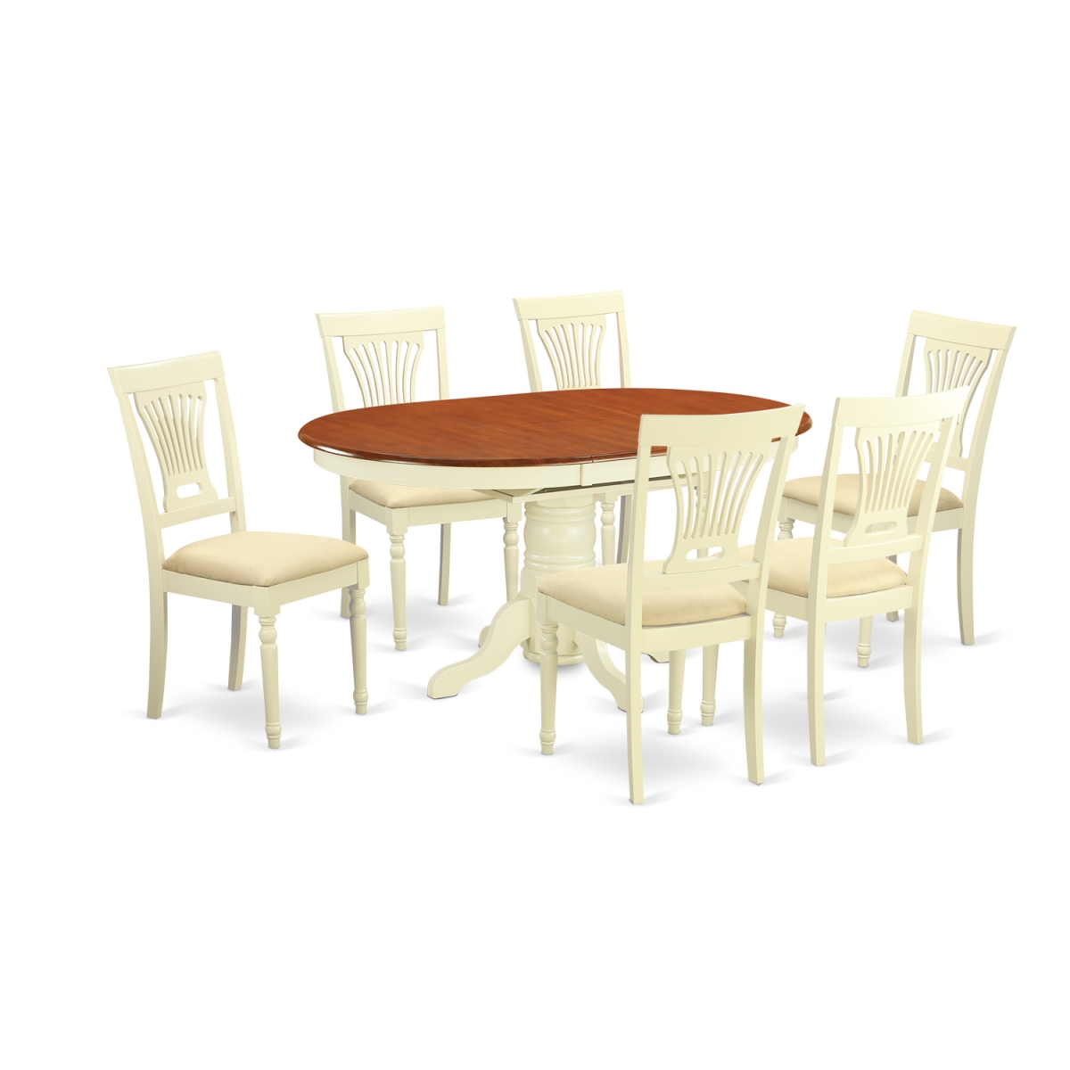 Picture of East West Furniture AVPL7-WHI-C Microfiber Dinette Table Set with 6 Table & 6 Chairs, Buttermilk & Cherry - 7 Piece