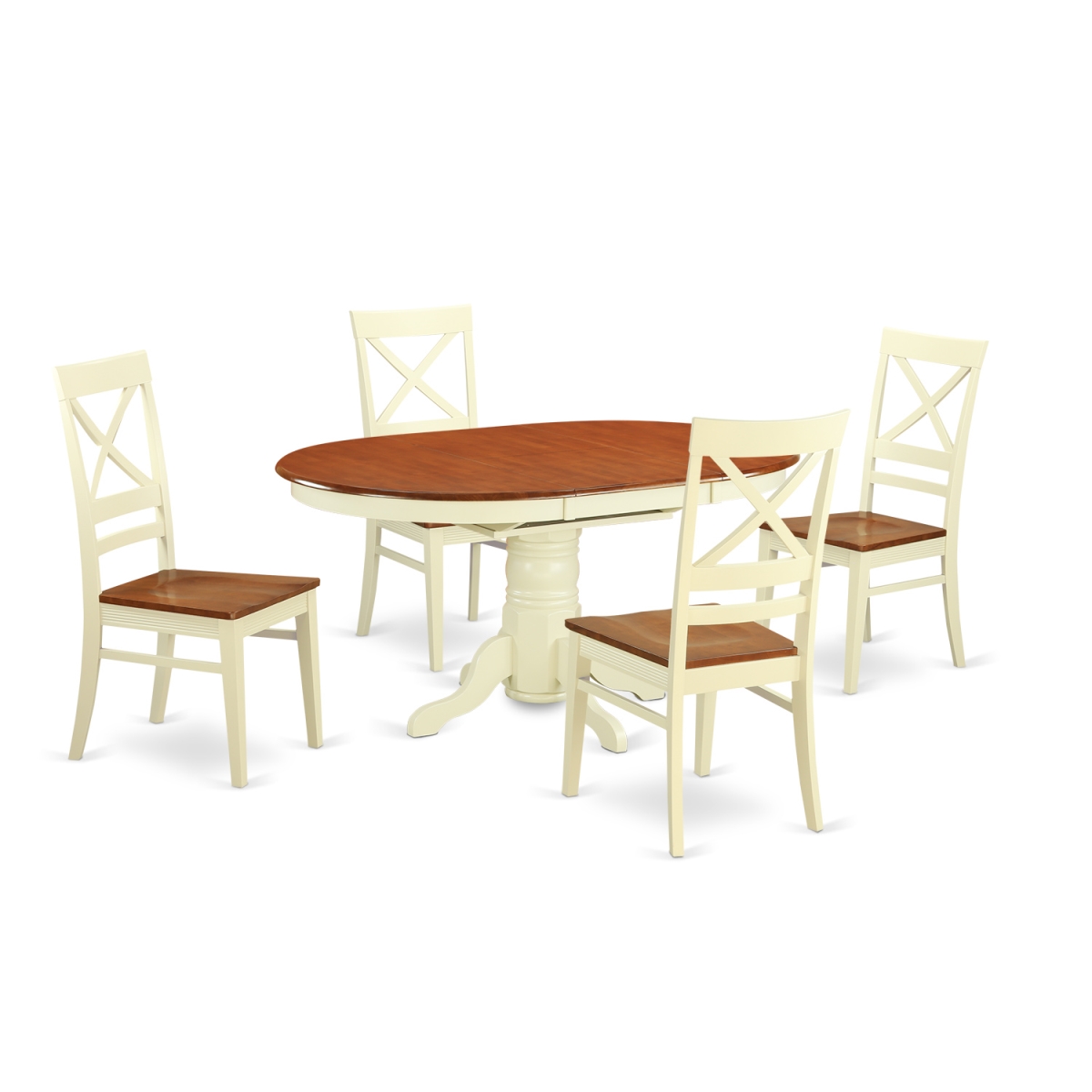 AVQU5-WHI-W Table & Chair Set - Dining Room Table & 4 Chairs, Buttermilk & Cherry - 5 Piece -  East West Furniture