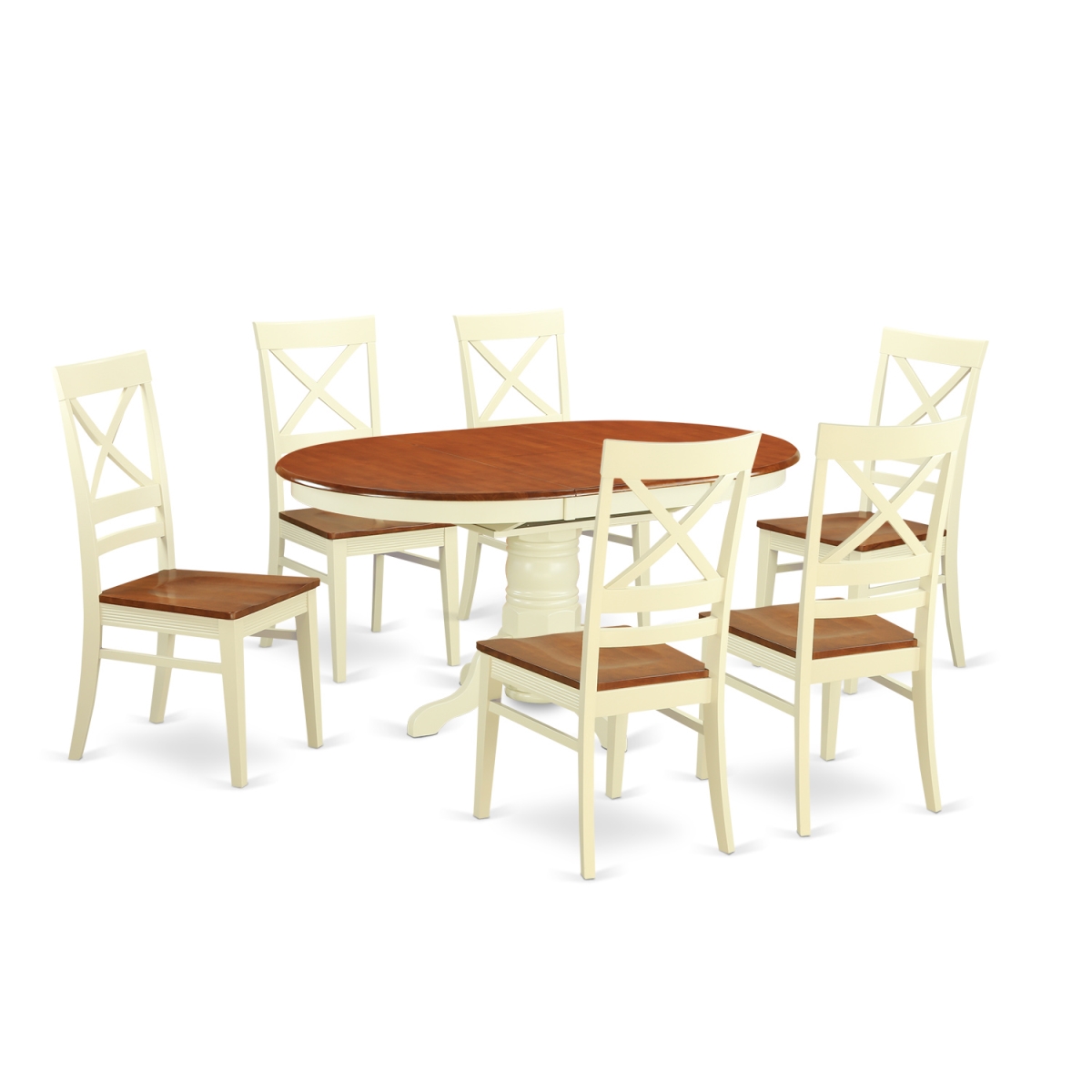 AVQU7-WHI-W Dining Room Sets with 6 Kitchen Table & 6 Chairs, Buttermilk & Cherry - 7 Piece -  East West Furniture