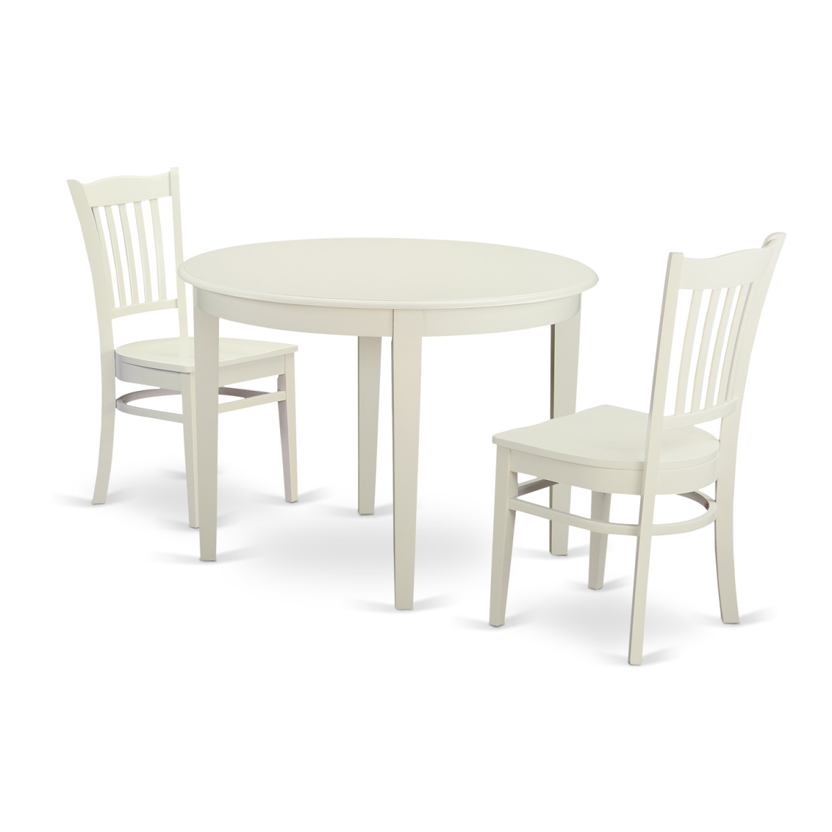 Picture of East West Furniture BOGR3-WHI-W Dinette Table Set with 2 Kitchen Table & 2 Chairs&#44; Linen White - 3 Piece
