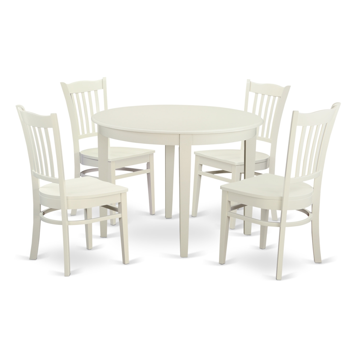 Picture of East West Furniture BOGR5-WHI-W Dinette Set - Small Kitchen Table & 4 Chairs&#44; Linen White - 5 Piece