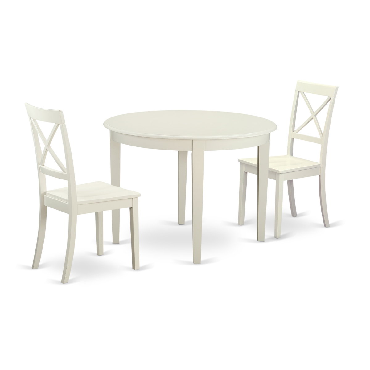 Picture of East West Furniture BOST3-WHI-W Dining Table Set with 2 Small Kitchen Table & 2 Chairs&#44; Linen White - 3 Piece