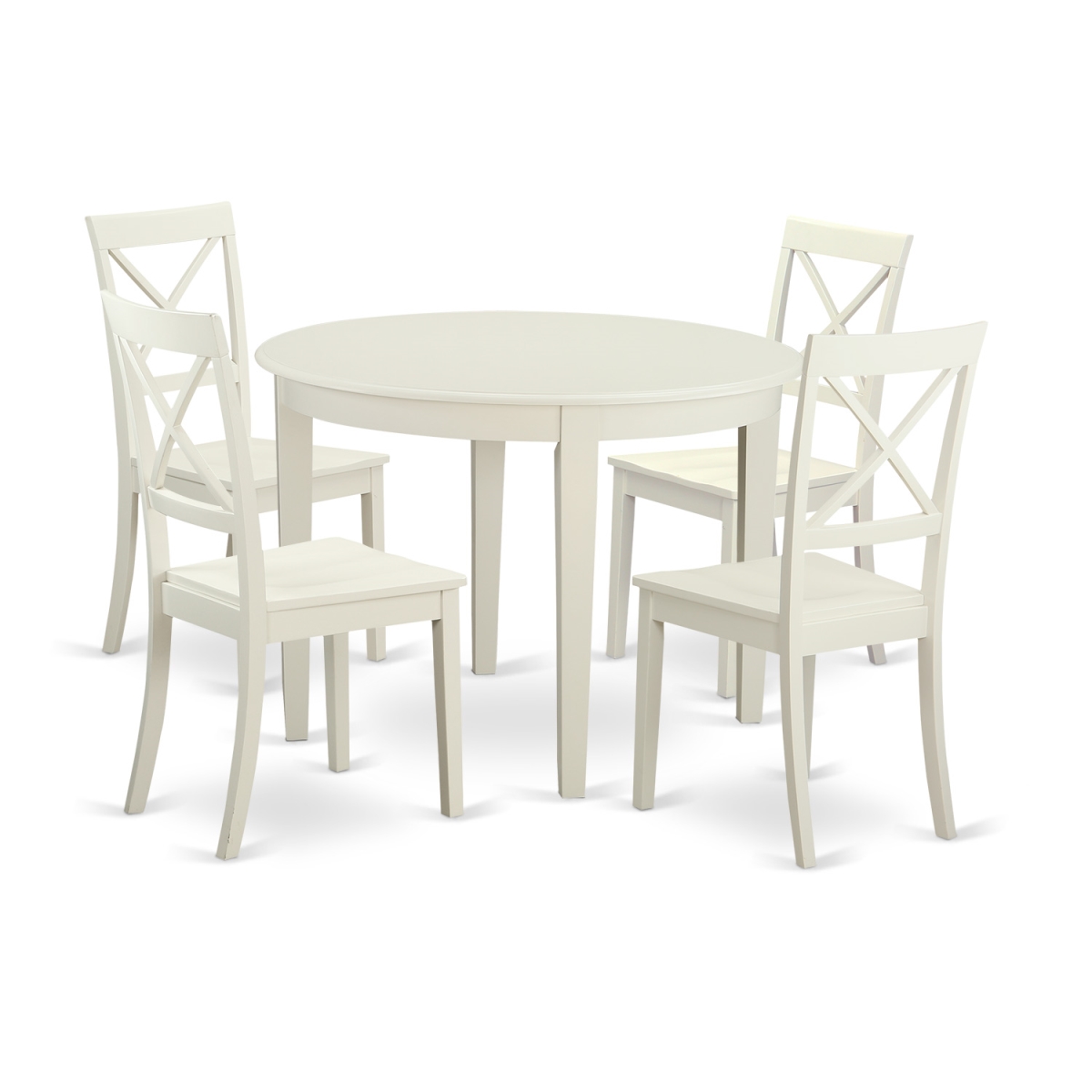 Picture of East West Furniture BOST5-WHI-W Kitchen Nook Dining Set with 4 Table & 4 Chairs&#44; Linen White - 5 Piece