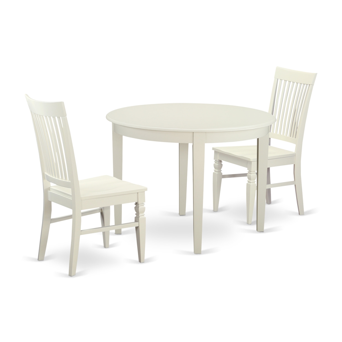 Picture of East West Furniture BOWE3-WHI-W Table & Chair Set with 2 Table & 2 Chairs&#44; Linen White - 3 Piece