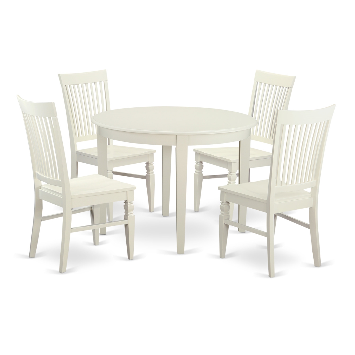 Picture of East West Furniture BOWE5-WHI-W Kitchen Table Set with 4 Table & 4 Chairs&#44; Linen White - 5 Piece