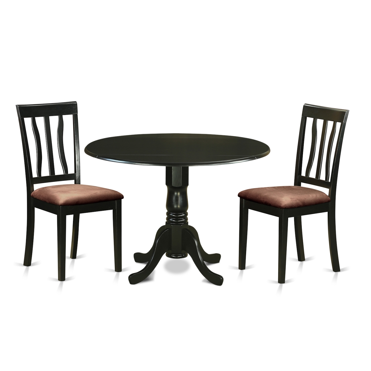 Picture of East West Furniture DLAN3-BLK-C Dinette Table Set - Dining Room Table & 2 Chairs&#44; Black - 3 Piece
