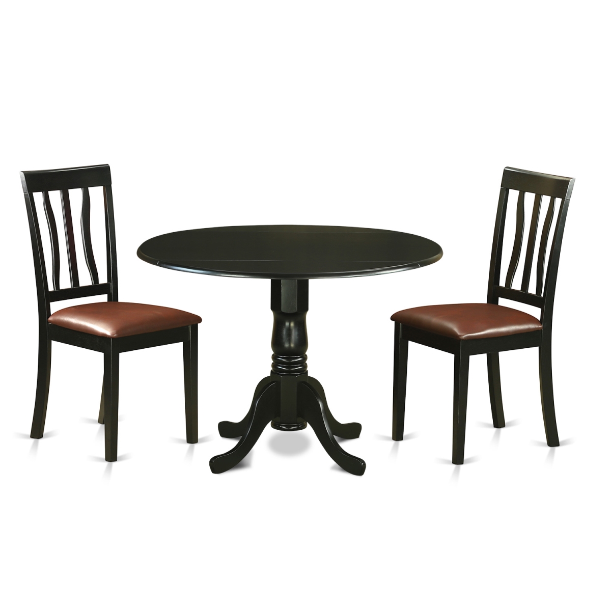 Picture of East West Furniture DLAN3-BLK-LC Table Set with 2 Table & 2 Chair&#44; Black - 3 Piece
