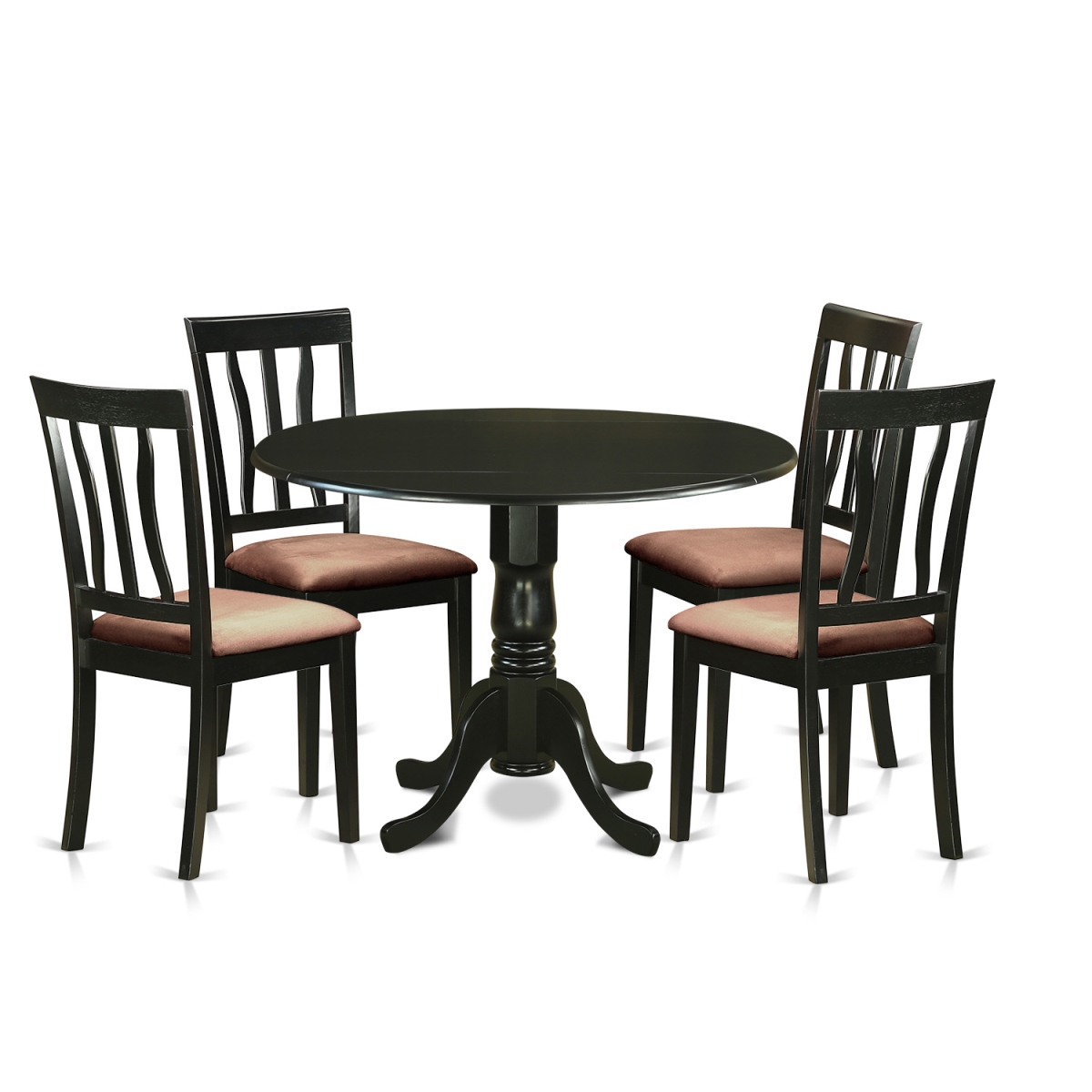 Picture of East West Furniture DLAN5-BLK-C Table Set - Dining Table & 4 Chairs, Black - 5 Piece