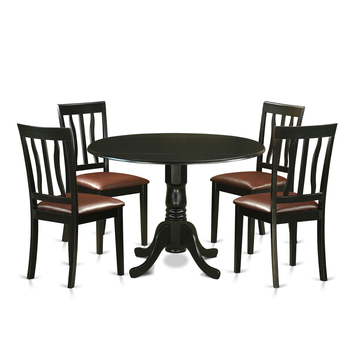 Picture of East West Furniture DLAN5-BLK-LC Dining Table Set with 4 Table & 4 Chairs, Black - 5 Piece