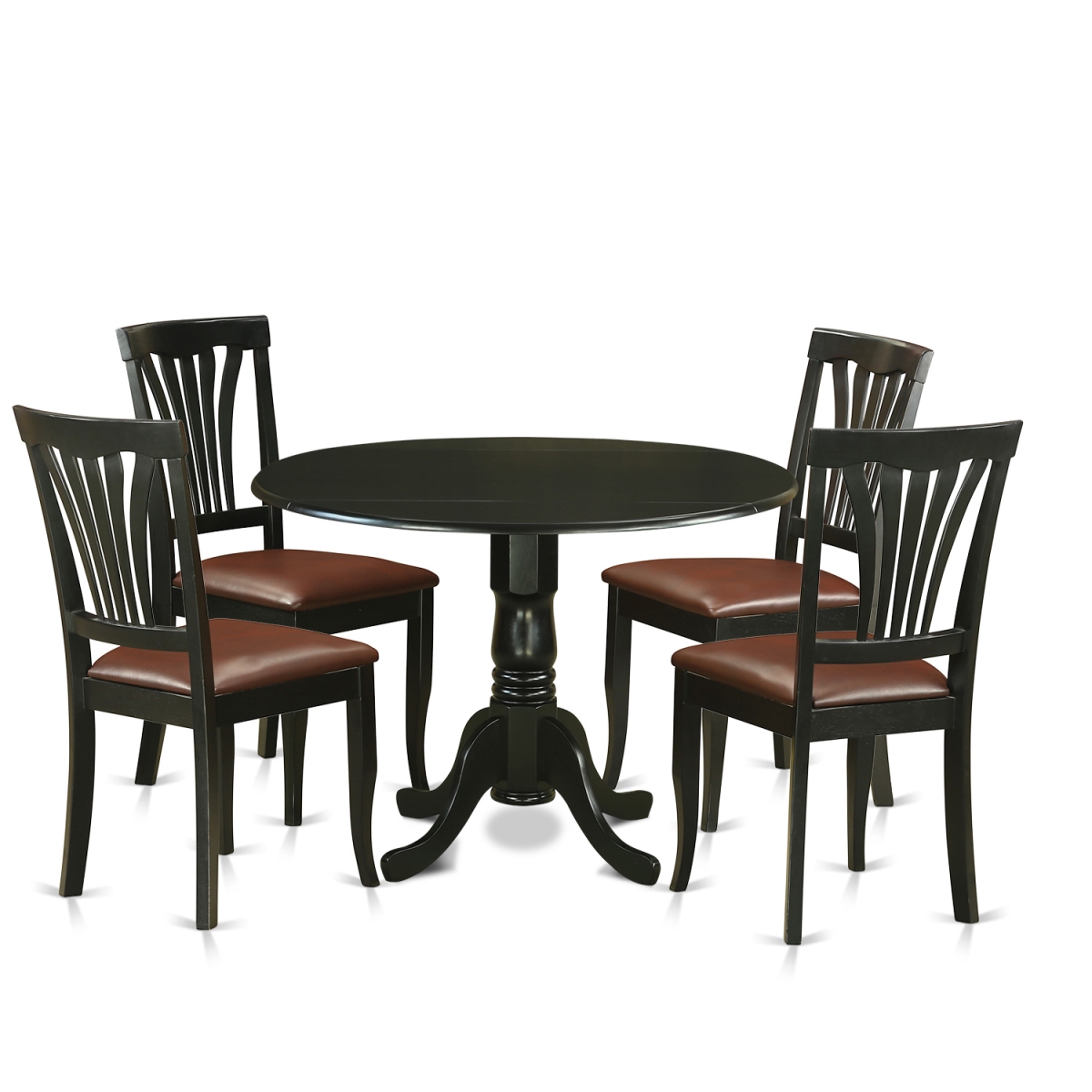 Picture of East West Furniture DLAV5-BLK-LC Table Set - Table & 4 Chairs&#44; Black - 5 Piece