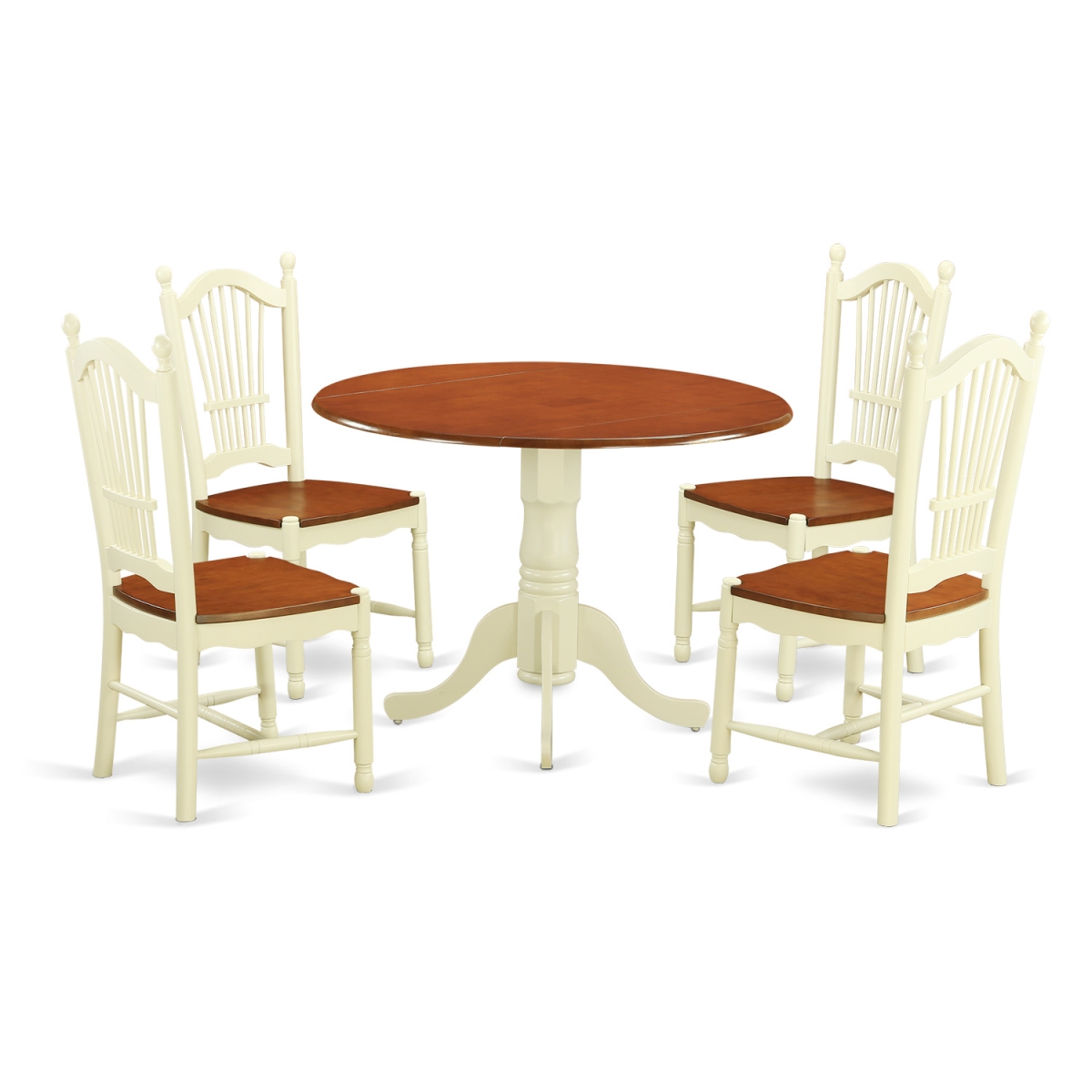 Picture of East West Furniture DLDO5-BMK-W Kitchen Nook Dining Set - Kitchen Table & 4 Chairs, Buttermilk & Cherry - 5 Piece
