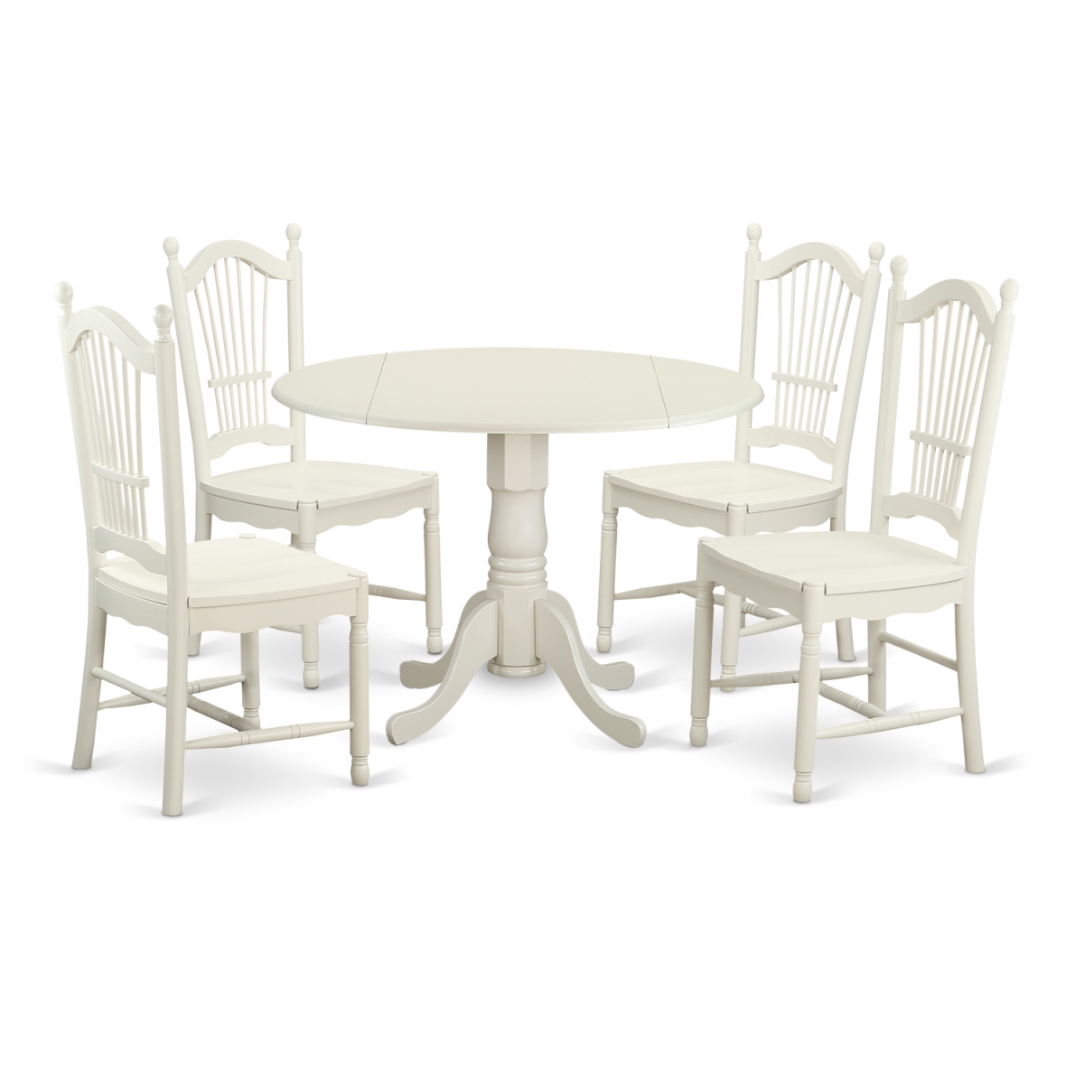 Picture of East West Furniture DLDO5-WHI-W Dining Set with 4 Table & 4 Chairs, Linen White - 5 Piece