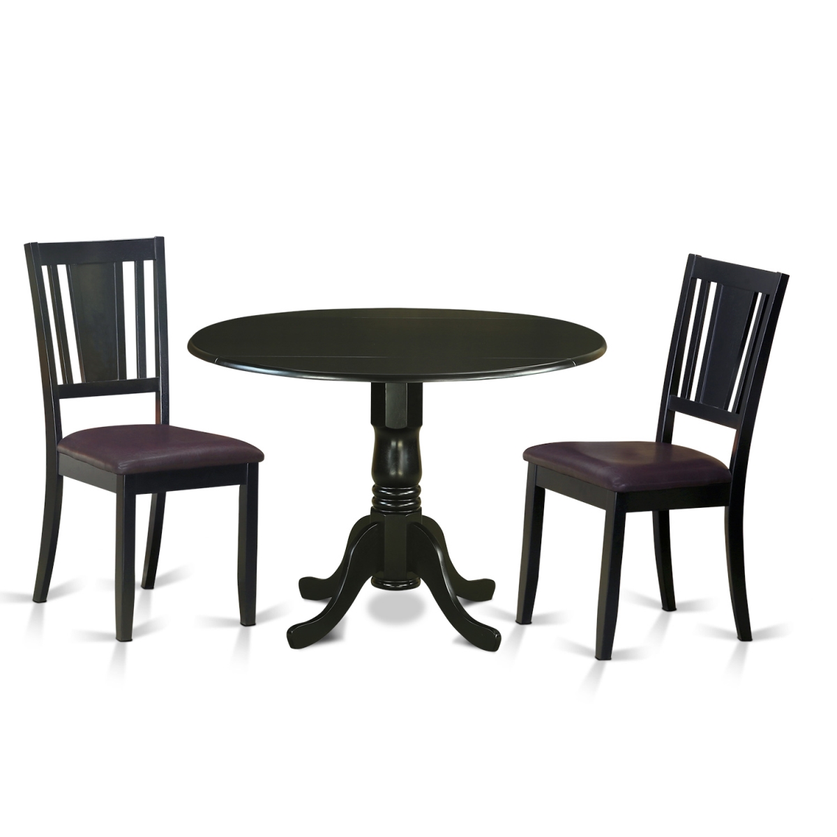 Picture of East West Furniture DLDU3-BLK-LC Kitchen Table Set with 2 Table & 2 Chairs, Black - 3 Piece